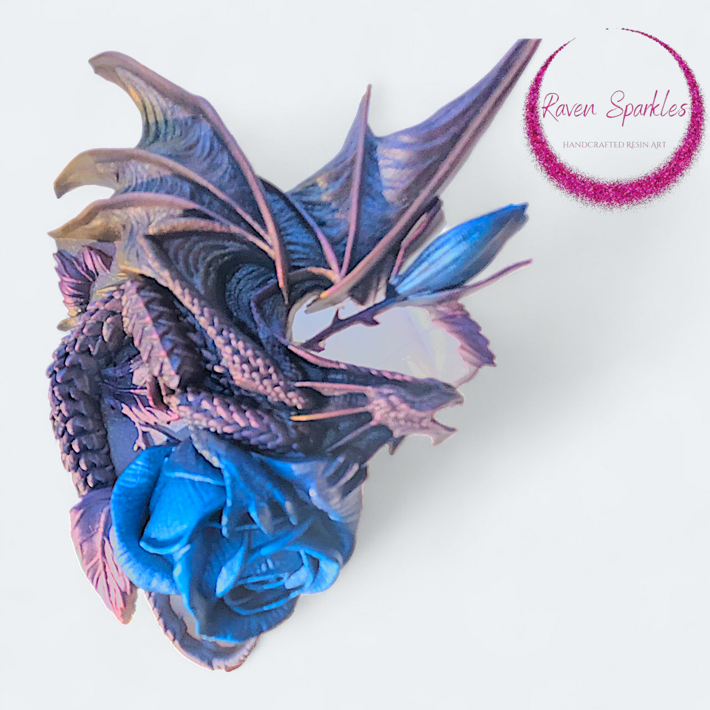 Dragon on Rose decor - Blue Rose