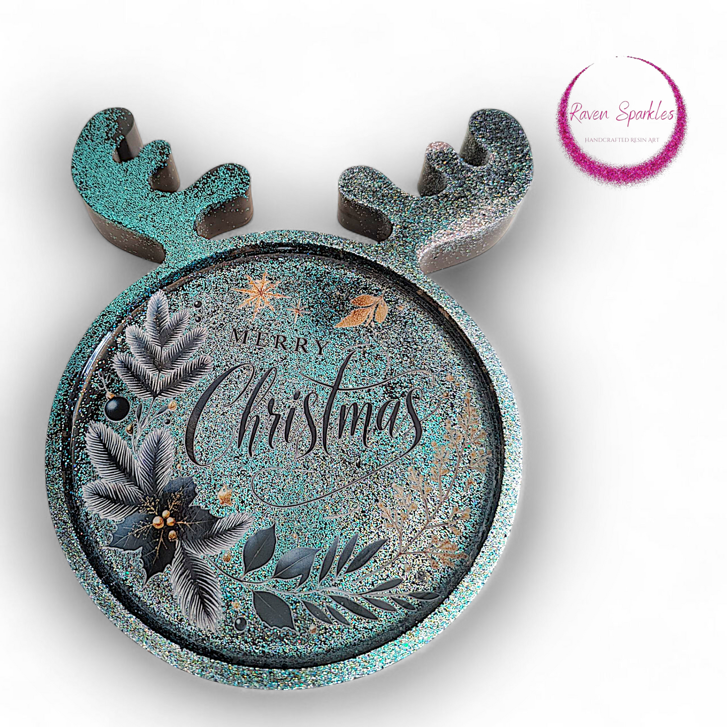 Reindeer Tray - Teal Christmas