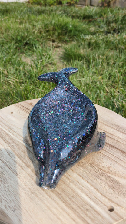 Black glitter dolphin soap holder