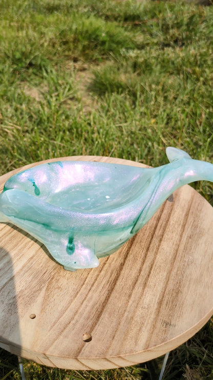 Green marble dolphin soap holder
