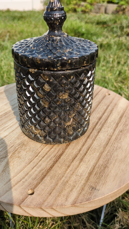 Black and gold flake fancy jar