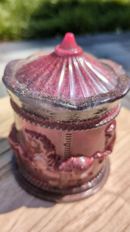 Pink and black carousel jar