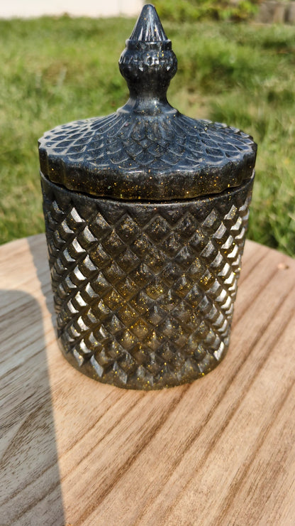 Black and gold glitter fancy jar