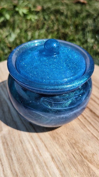Blue swirl honey pot