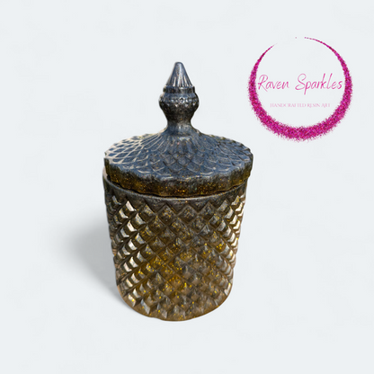 Black and gold glitter fancy jar