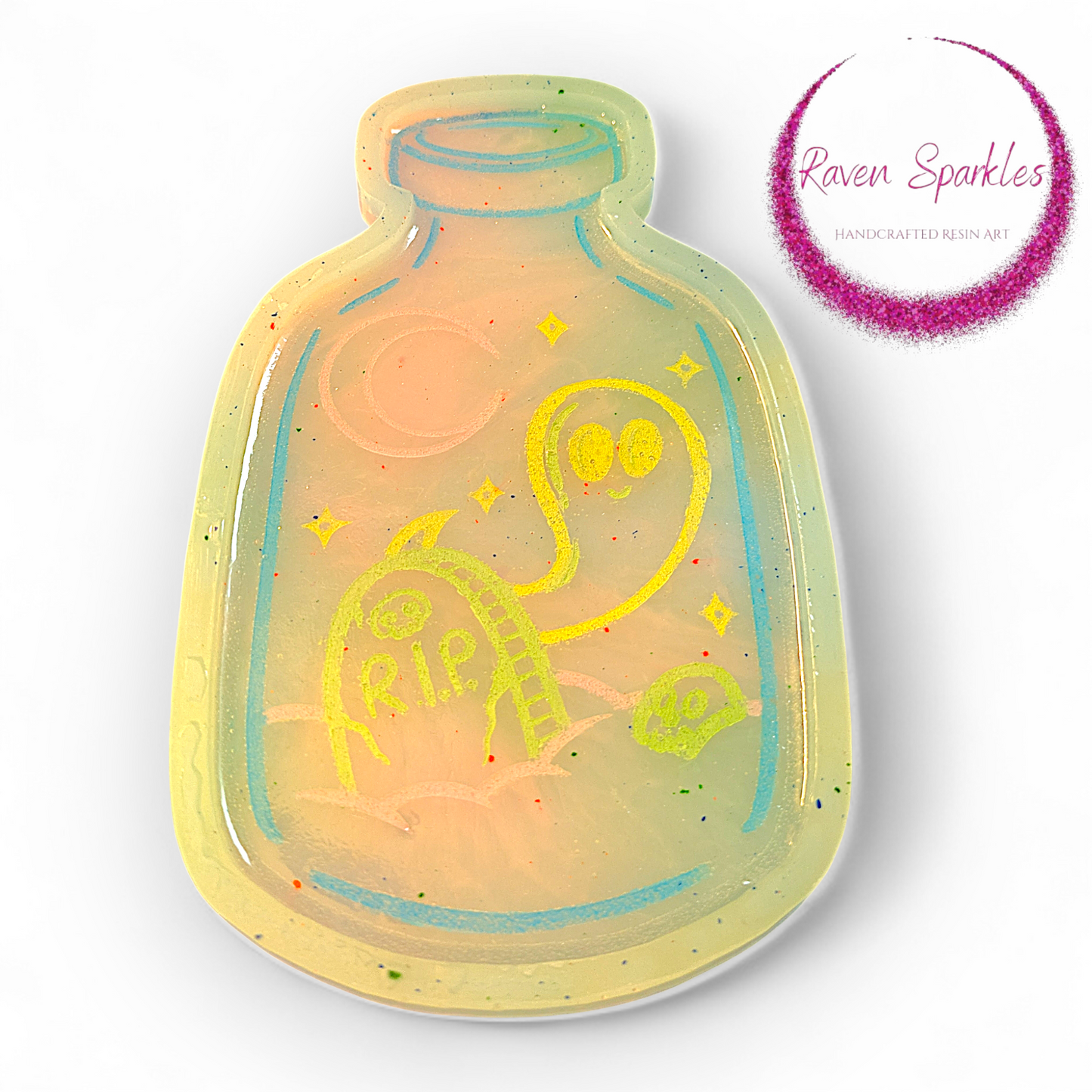 Ghostie in a Bottle dish/coaster