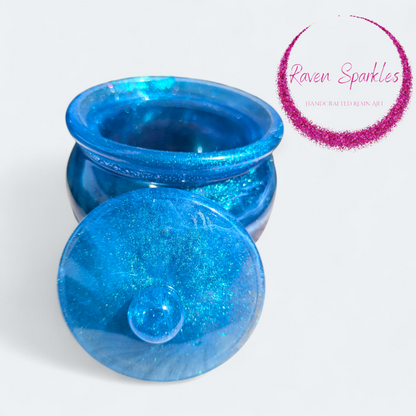 Blue swirl honey pot