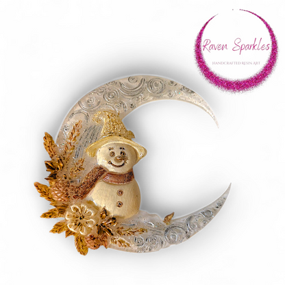 Snowman on Moon magnet