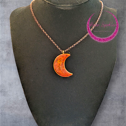 Orange flower moon pendant