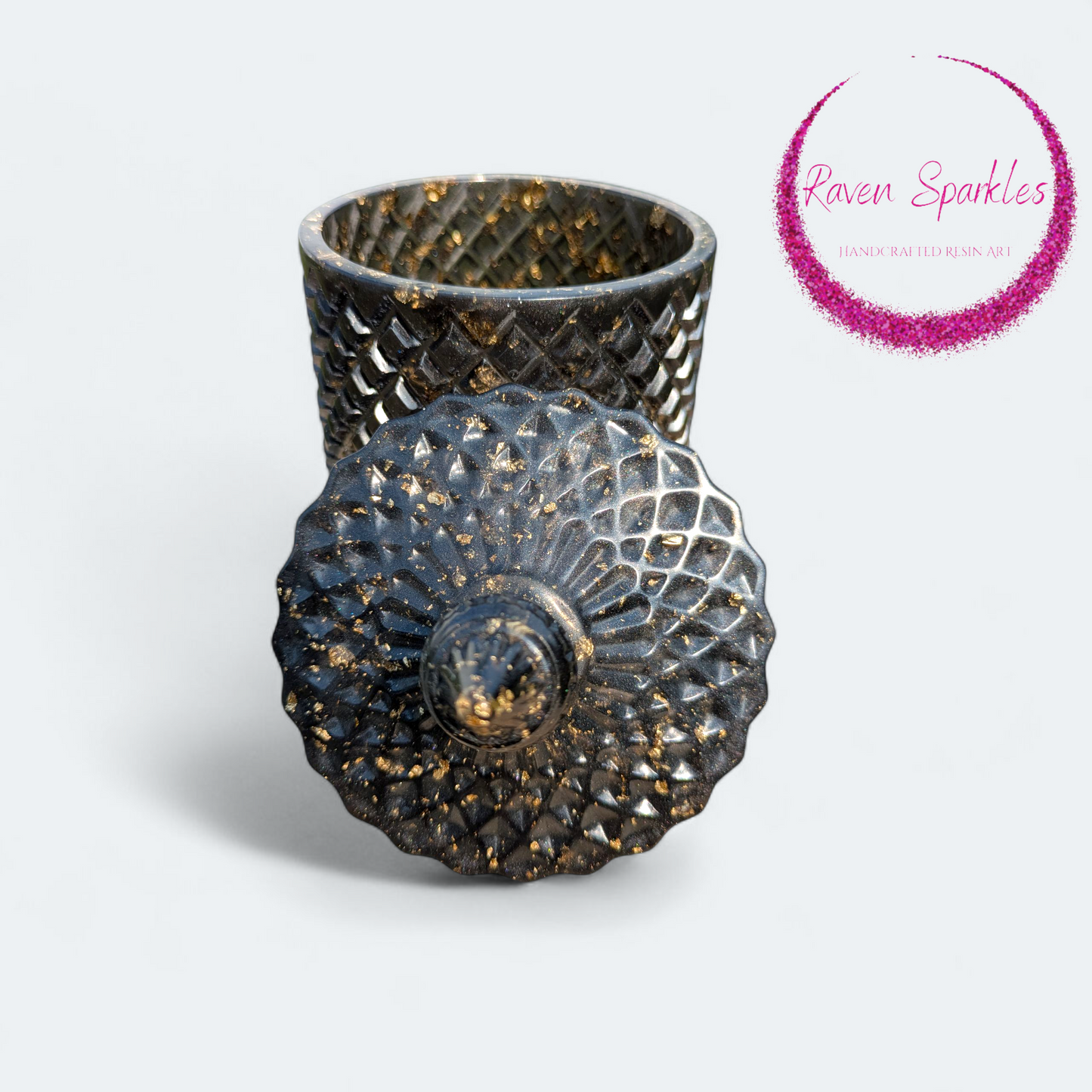 Black and gold flake fancy jar