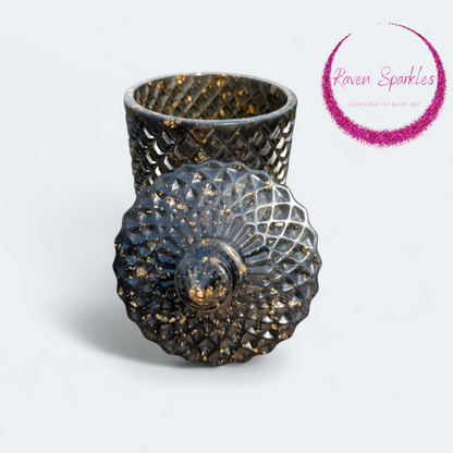 Black and gold flake fancy jar
