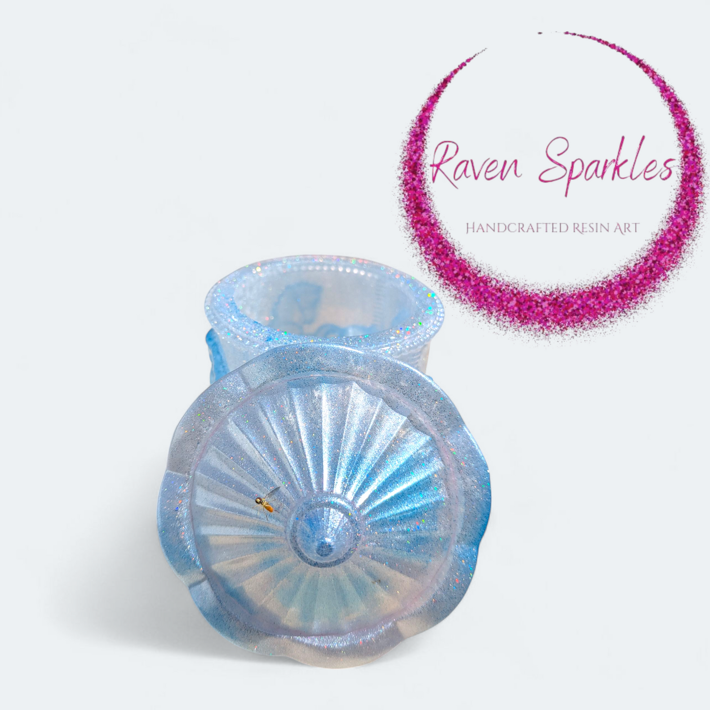 Blue and white carousel jar