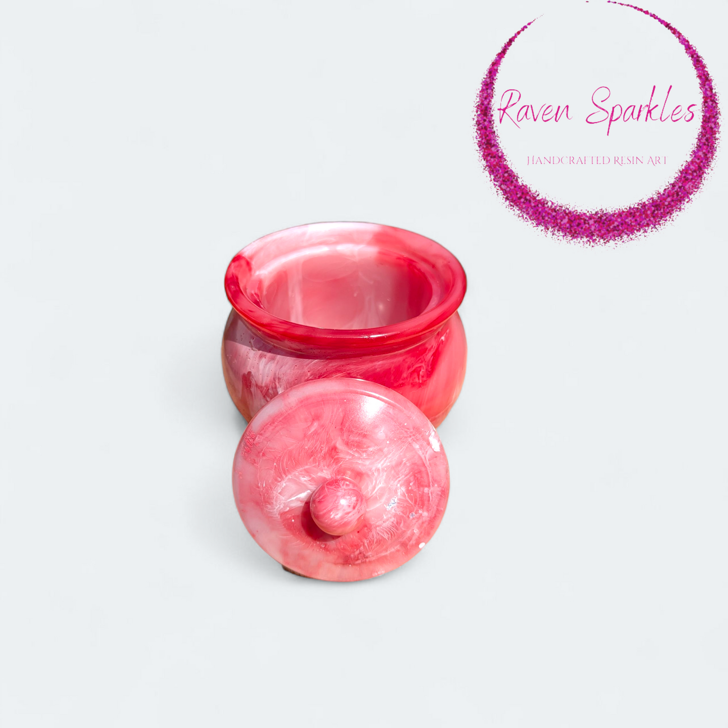 Red marble Honey pot