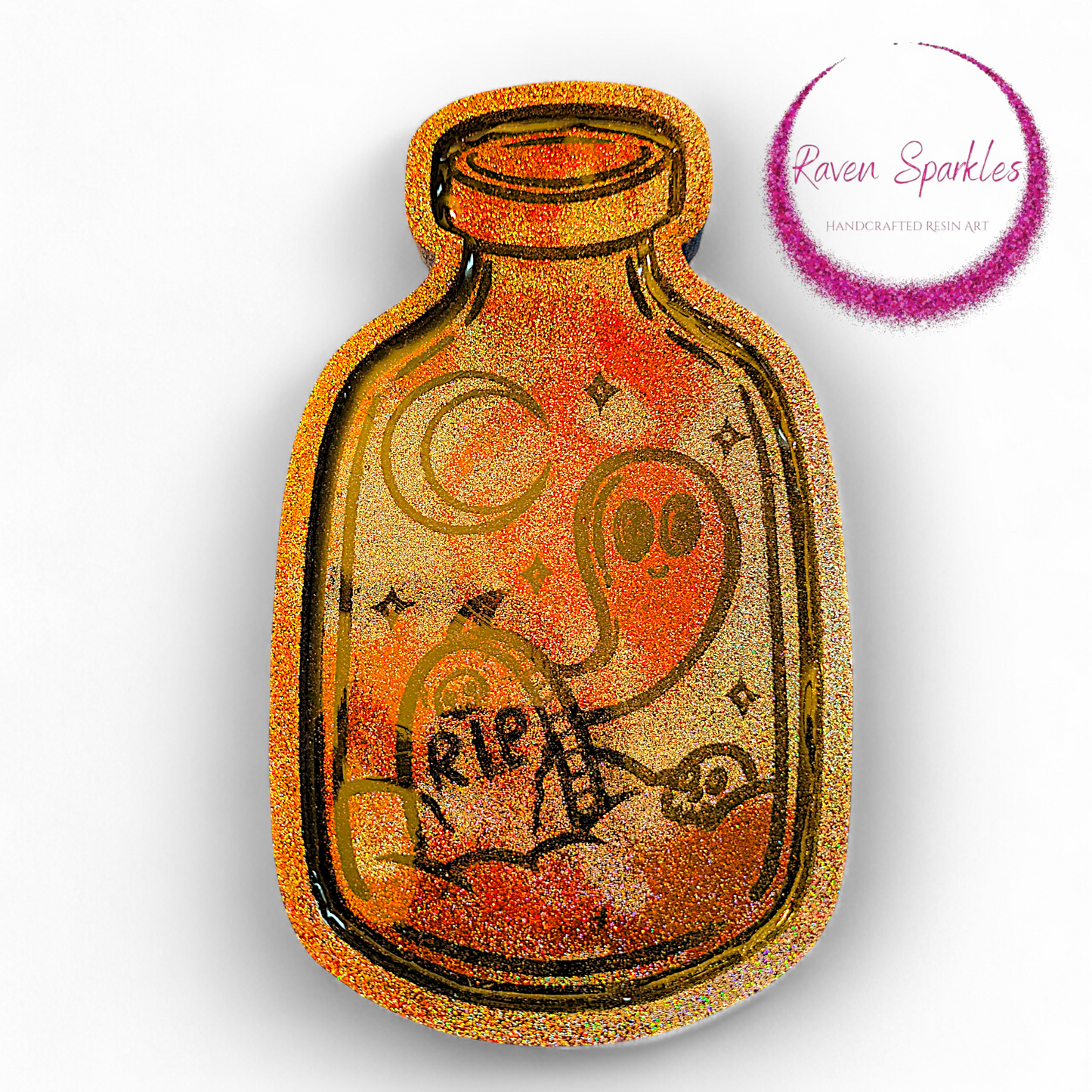 Ghostie in a Bottle dish/coaster