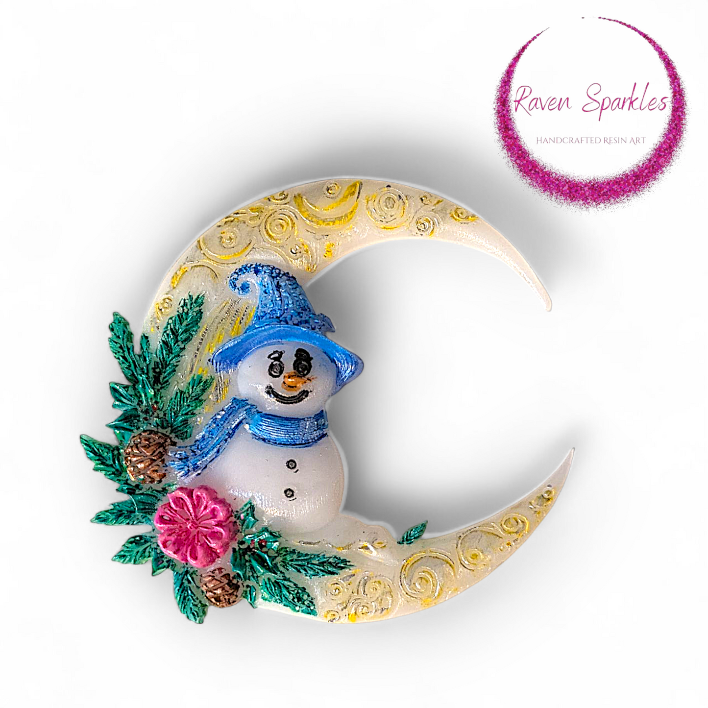 Snowman on Moon magnet