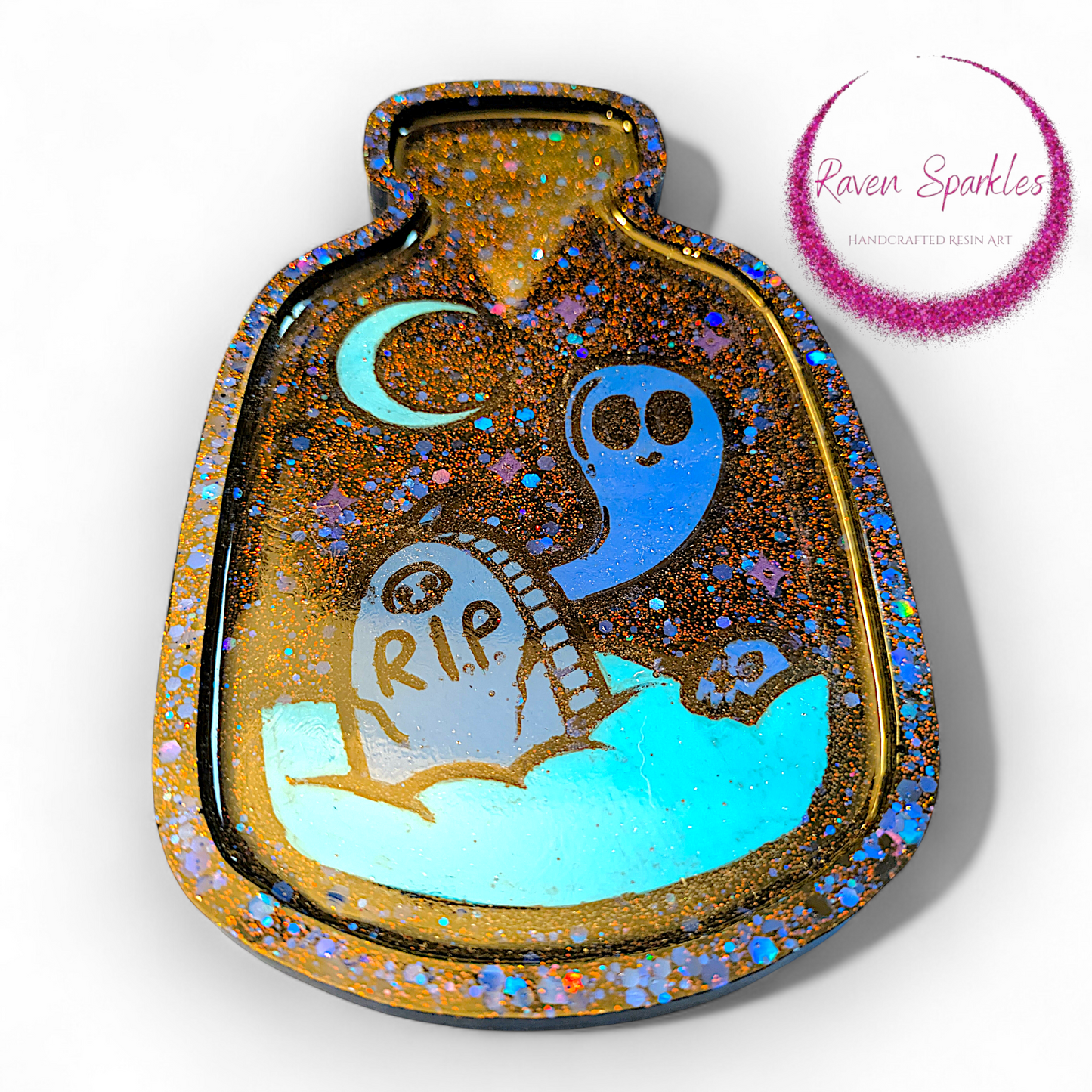 Ghostie in a Bottle dish/coaster
