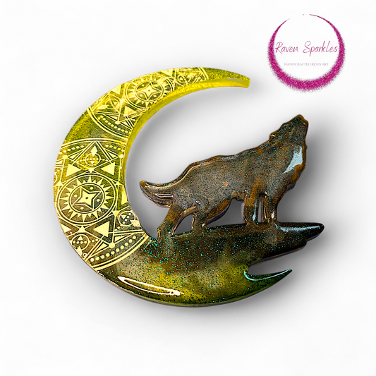 Wolf over the Moon wall hanging