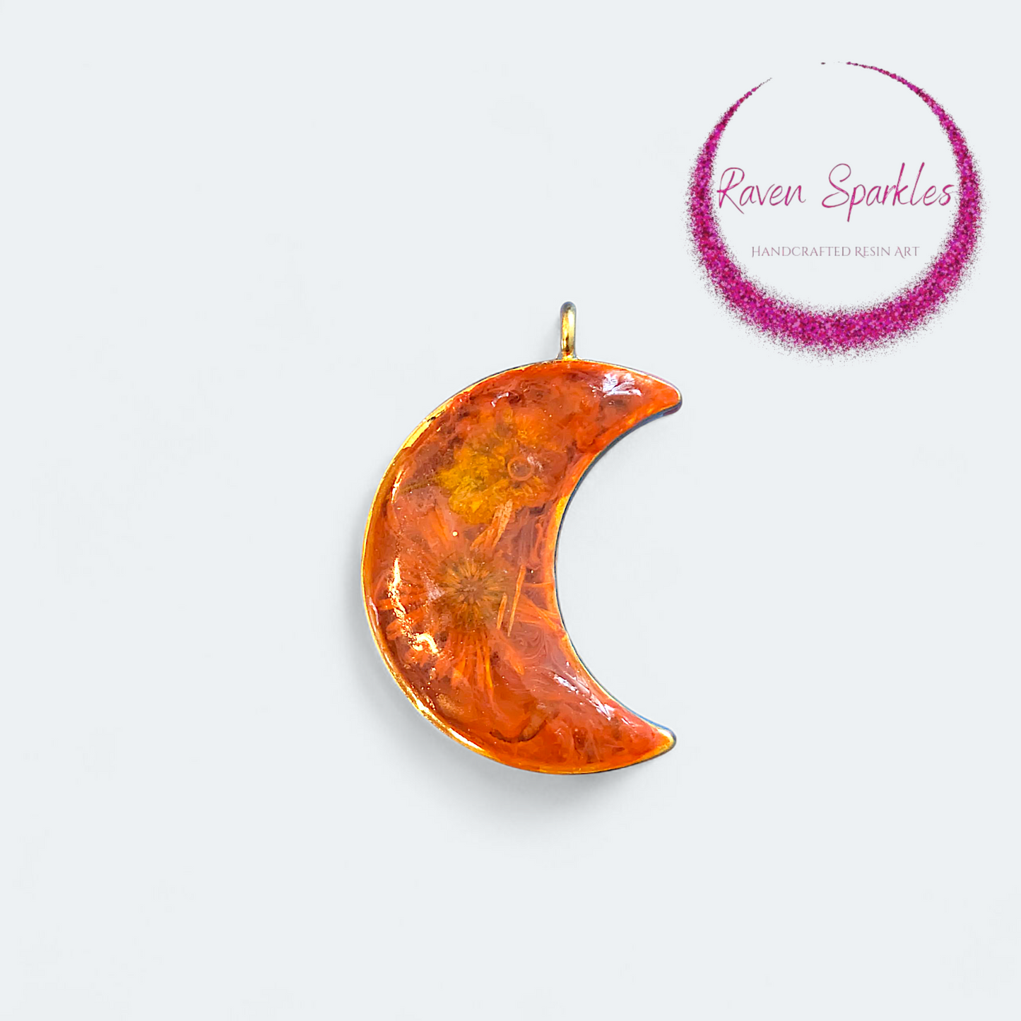 Orange flower moon pendant