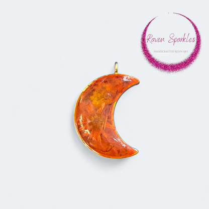 Orange flower moon pendant