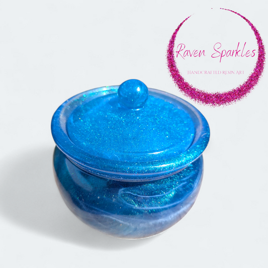Blue swirl honey pot