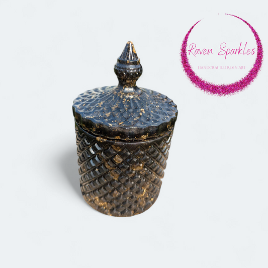 Black and gold flake fancy jar