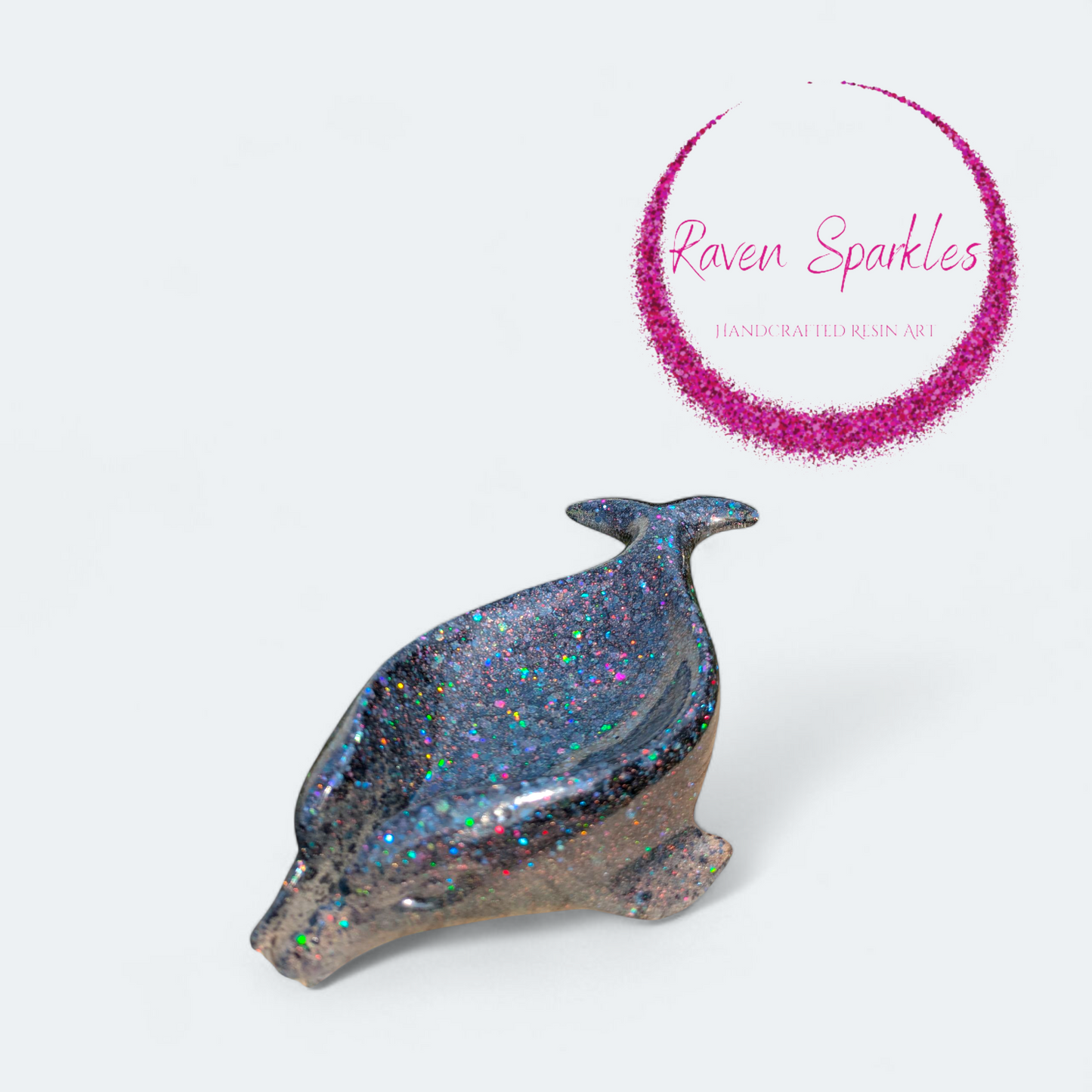 Black glitter dolphin soap holder