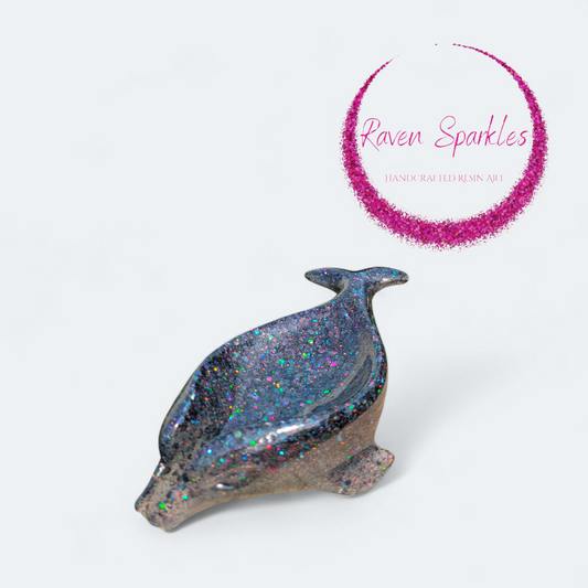 Black glitter dolphin soap holder