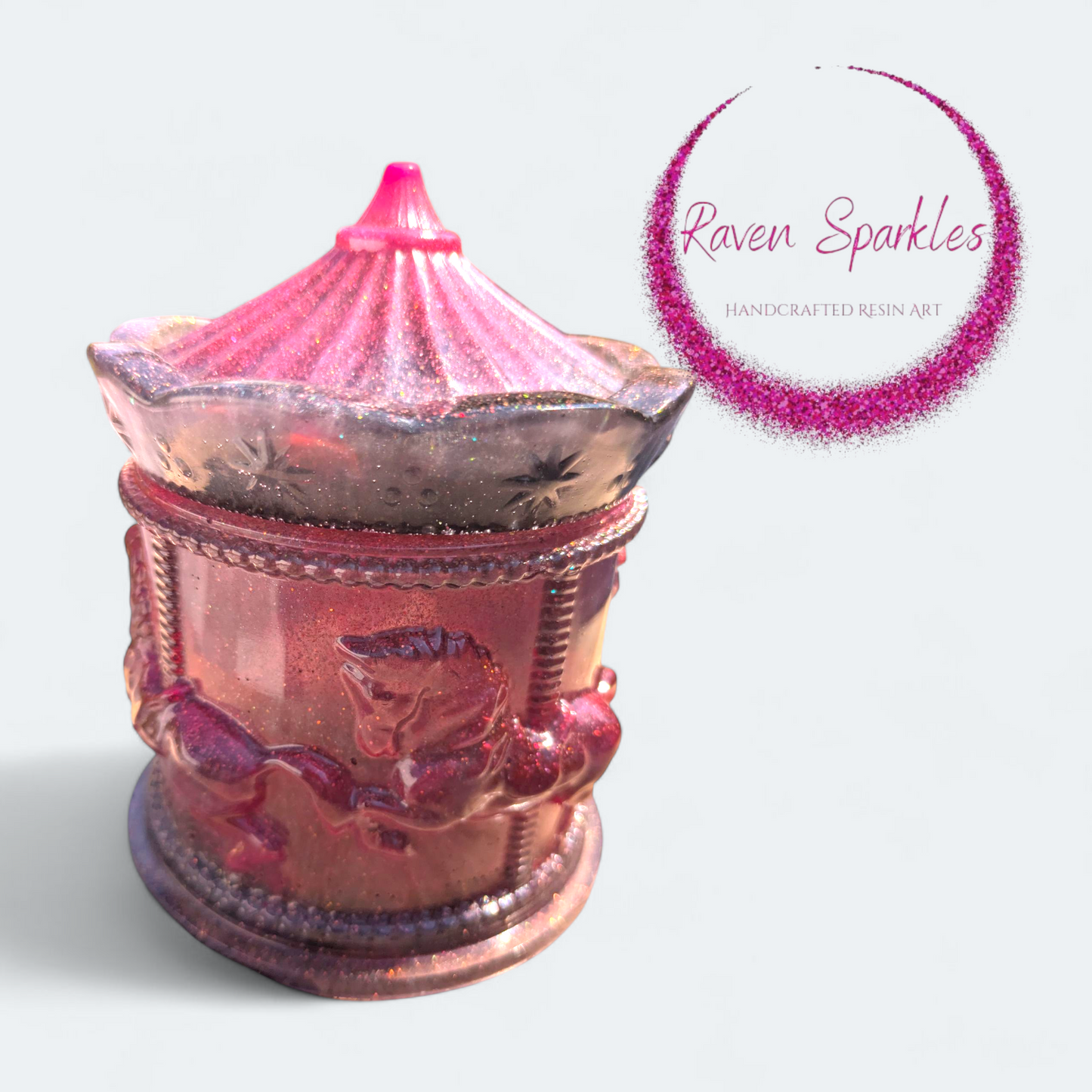 Pink and black carousel jar