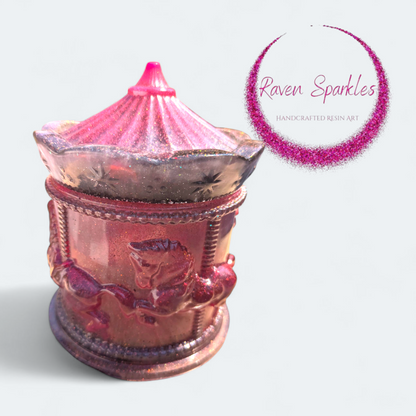 Pink and black carousel jar