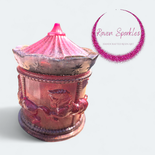 Pink and black carousel jar