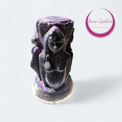 Triple Goddess figurine - Purple Sparkle