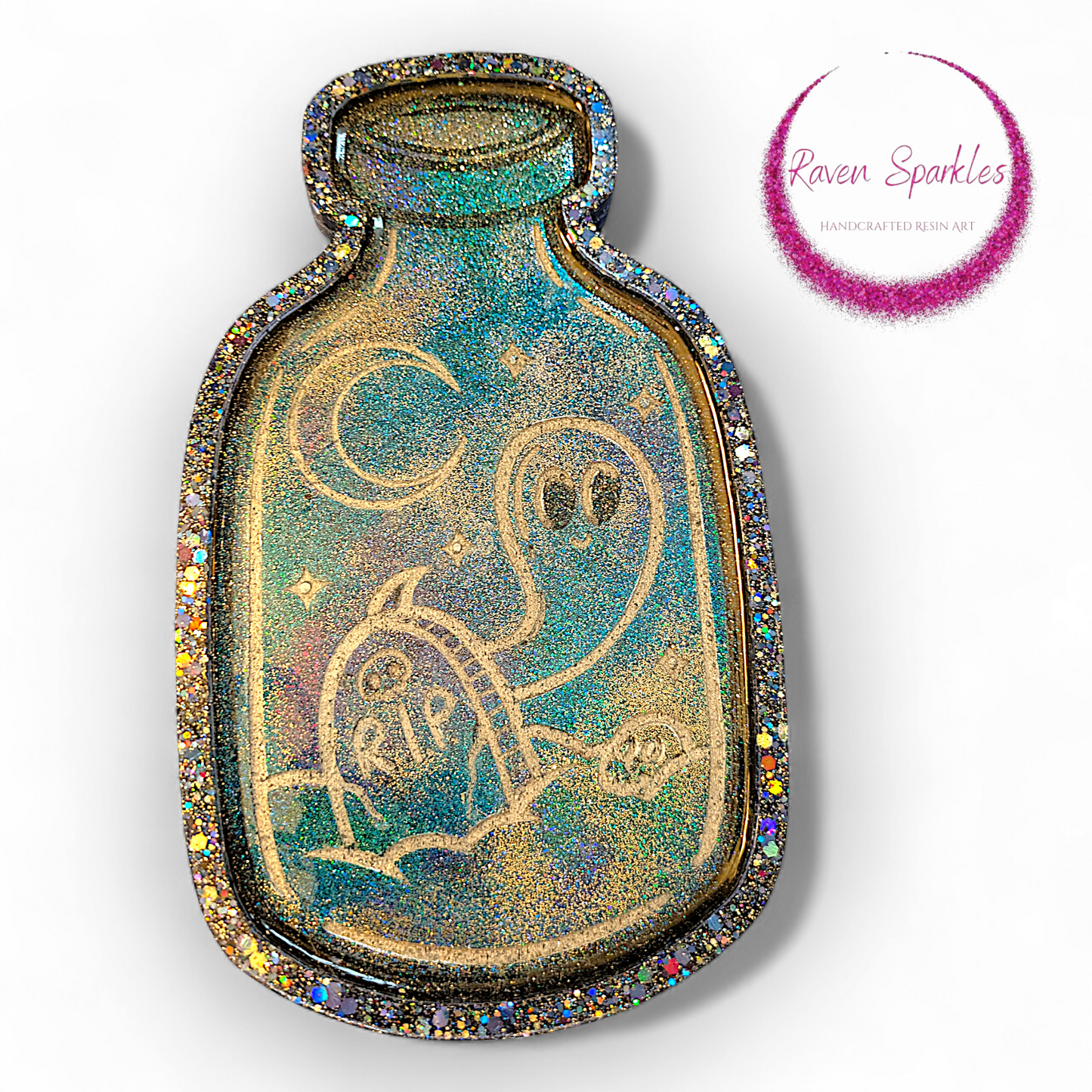 Ghostie in a Bottle dish/coaster