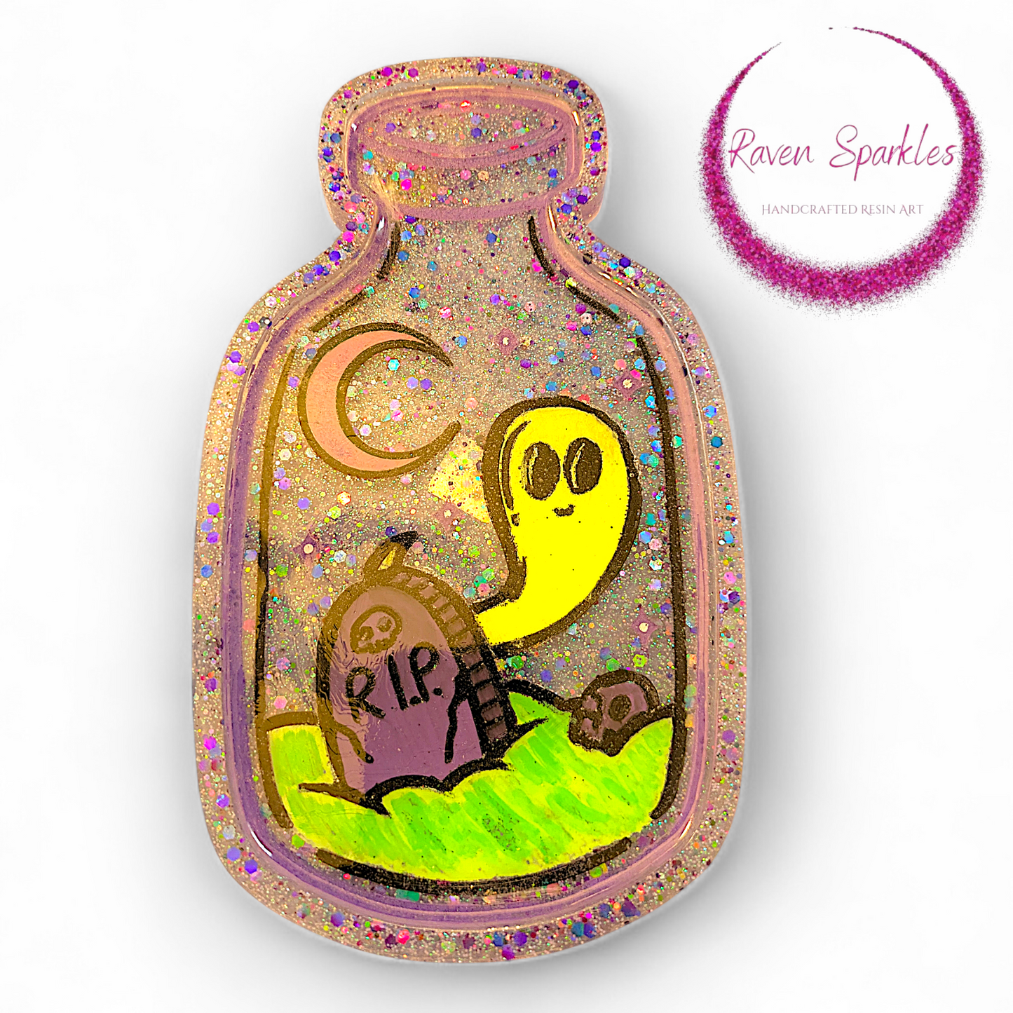 Ghostie in a Bottle dish/coaster