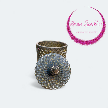 Black and gold glitter fancy jar